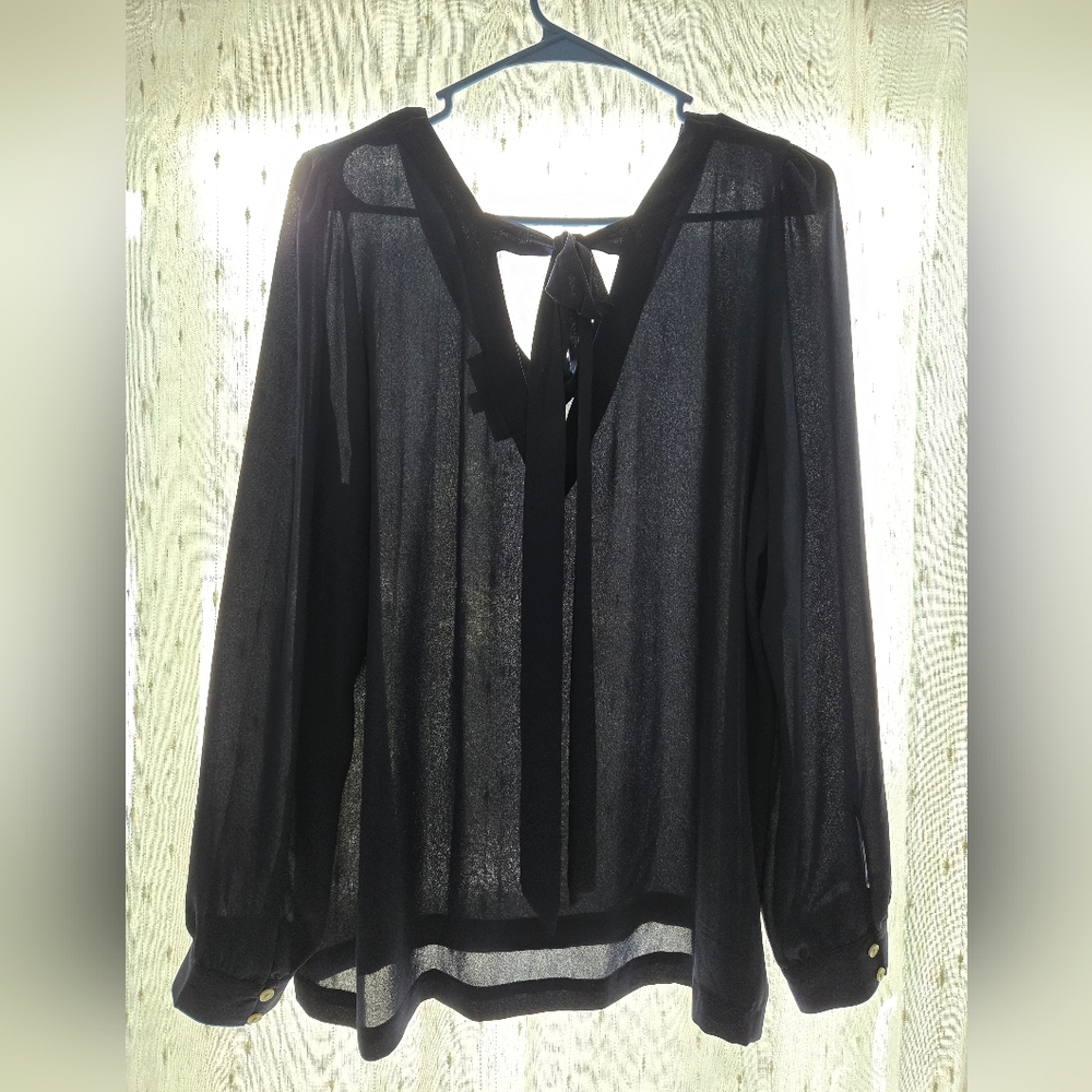 LOFT Dark Blue  Tie Back Blouse.